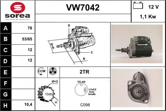 Sera VW7042 - Starteris autodraugiem.lv