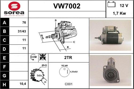 Sera VW7002 - Starteris autodraugiem.lv