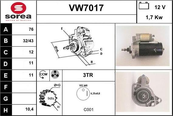 Sera VW7017 - Starteris autodraugiem.lv