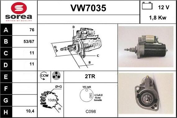 Sera VW7035 - Starteris autodraugiem.lv