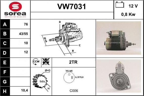 Sera VW7031 - Starteris autodraugiem.lv