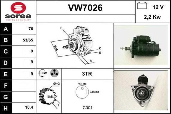 Sera VW7026 - Starteris autodraugiem.lv