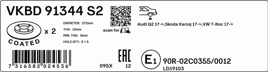 SKF VKBD 91344 S2 - Bremžu diski autodraugiem.lv