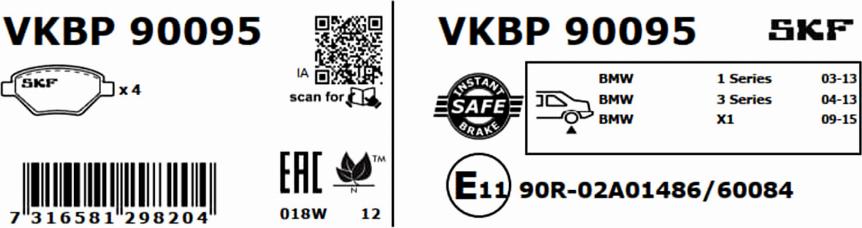 SKF VKBP 90095 - Bremžu uzliku kompl., Disku bremzes autodraugiem.lv