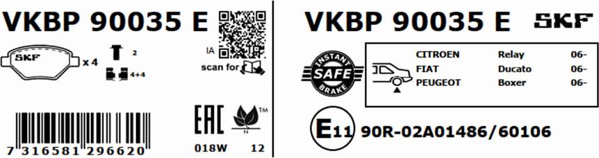 SKF VKBP 90035 E - Bremžu uzliku kompl., Disku bremzes autodraugiem.lv