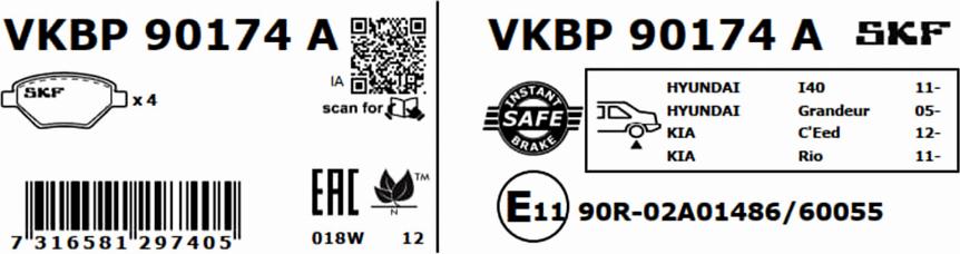 SKF VKBP 90174 A - Bremžu uzliku kompl., Disku bremzes autodraugiem.lv