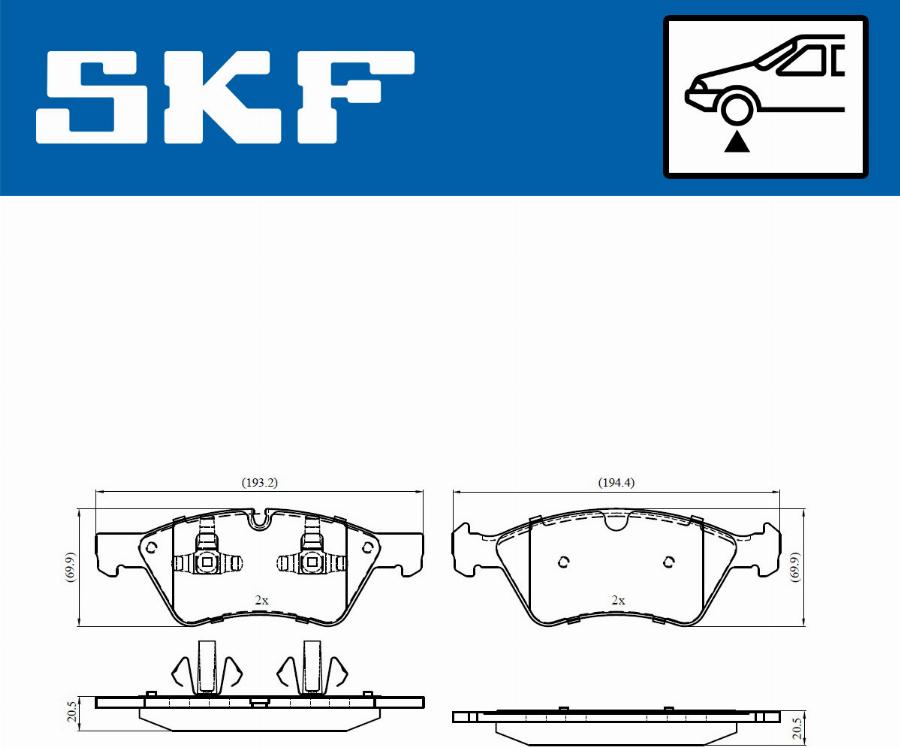 SKF VKBP 80402 - Bremžu uzliku kompl., Disku bremzes autodraugiem.lv