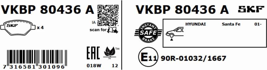 SKF VKBP 80436 A - Bremžu uzliku kompl., Disku bremzes autodraugiem.lv
