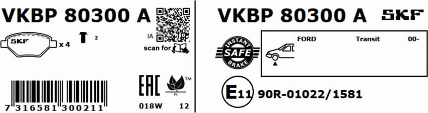 SKF VKBP 80300 A - Bremžu uzliku kompl., Disku bremzes autodraugiem.lv