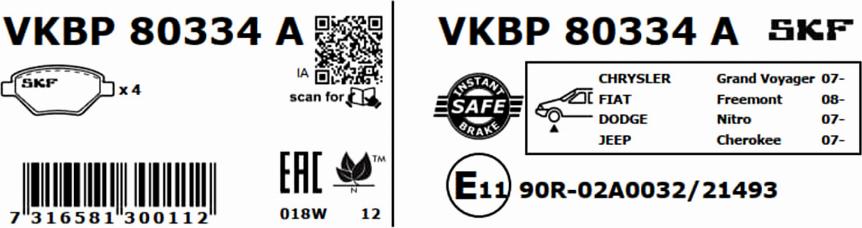 SKF VKBP 80334 A - Bremžu uzliku kompl., Disku bremzes autodraugiem.lv