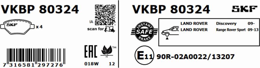 SKF VKBP 80324 - Bremžu uzliku kompl., Disku bremzes autodraugiem.lv
