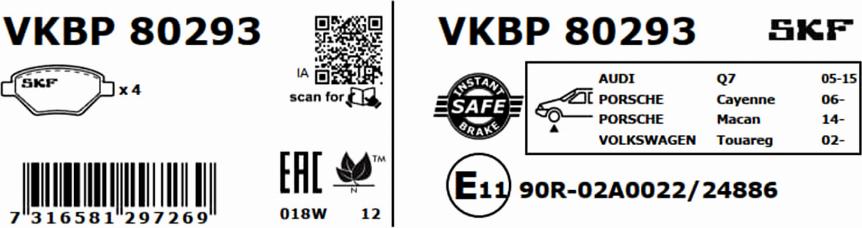 SKF VKBP 80293 - Bremžu uzliku kompl., Disku bremzes autodraugiem.lv