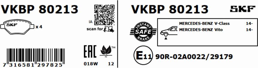 SKF VKBP 80213 - Bremžu uzliku kompl., Disku bremzes autodraugiem.lv