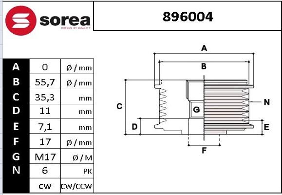 SNRA 896004 - Piedziņas skriemelis, Ģenerators autodraugiem.lv