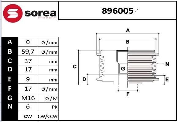 SNRA 896005 - Piedziņas skriemelis, Ģenerators autodraugiem.lv