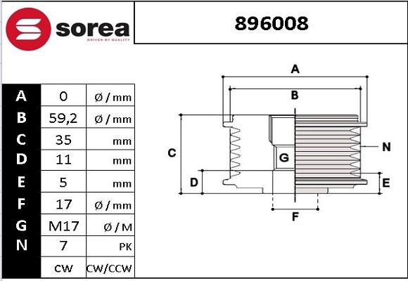 SNRA 896008 - Piedziņas skriemelis, Ģenerators autodraugiem.lv