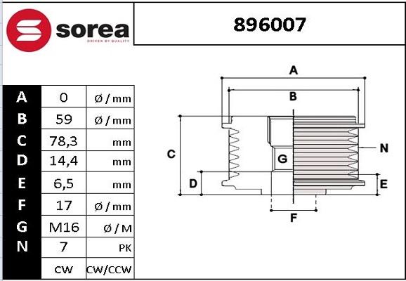 SNRA 896007 - Piedziņas skriemelis, Ģenerators autodraugiem.lv