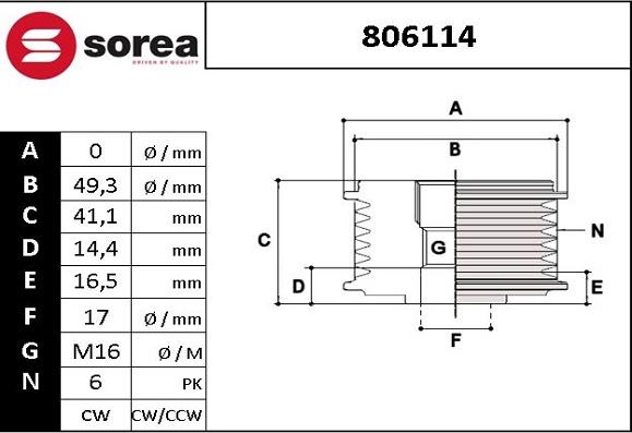 SNRA 806114 - Piedziņas skriemelis, Ģenerators autodraugiem.lv