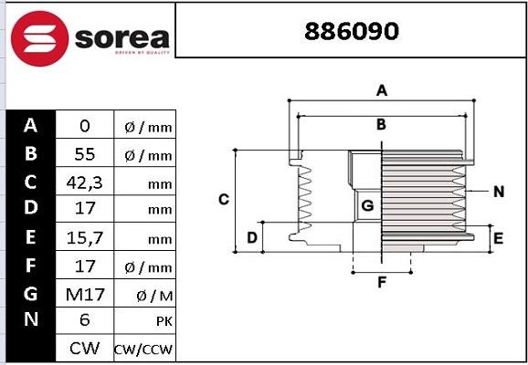 SNRA 886090 - Piedziņas skriemelis, Ģenerators autodraugiem.lv