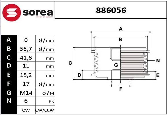 SNRA 886056 - Piedziņas skriemelis, Ģenerators autodraugiem.lv