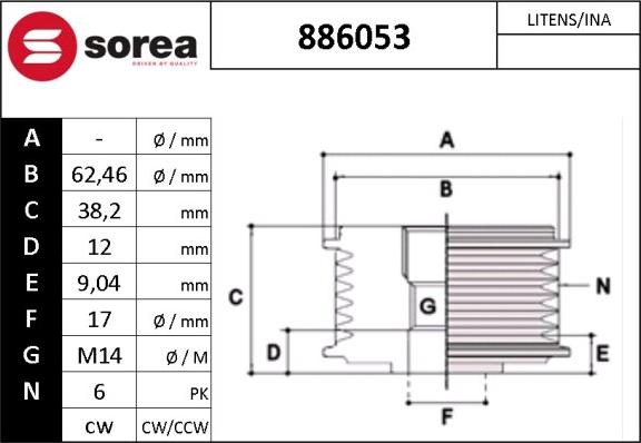 SNRA 886053 - Piedziņas skriemelis, Ģenerators autodraugiem.lv