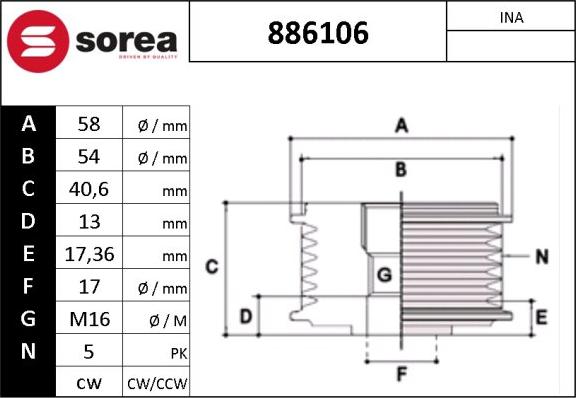 SNRA 886106 - Piedziņas skriemelis, Ģenerators autodraugiem.lv
