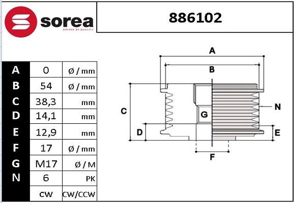 SNRA 886102 - Piedziņas skriemelis, Ģenerators autodraugiem.lv