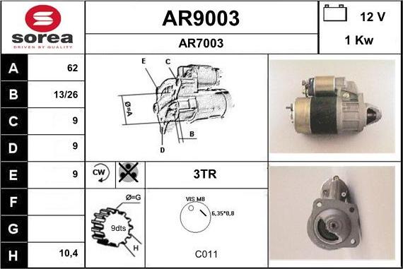 SNRA AR9003 - Starteris autodraugiem.lv