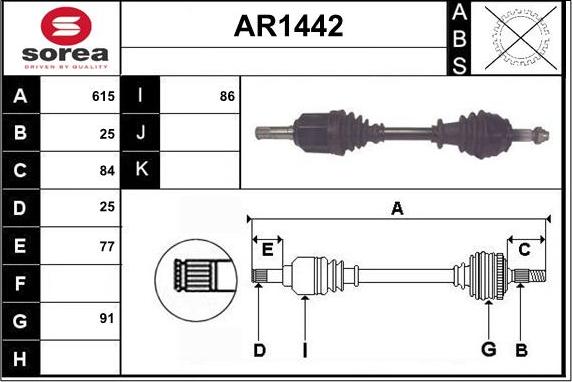 SNRA AR1442 - Piedziņas vārpsta autodraugiem.lv