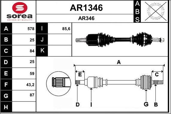 SNRA AR1346 - Piedziņas vārpsta autodraugiem.lv