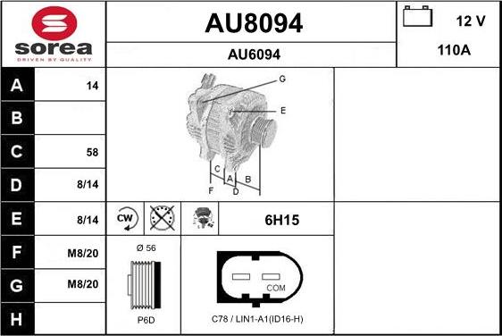 SNRA AU8094 - Ģenerators autodraugiem.lv