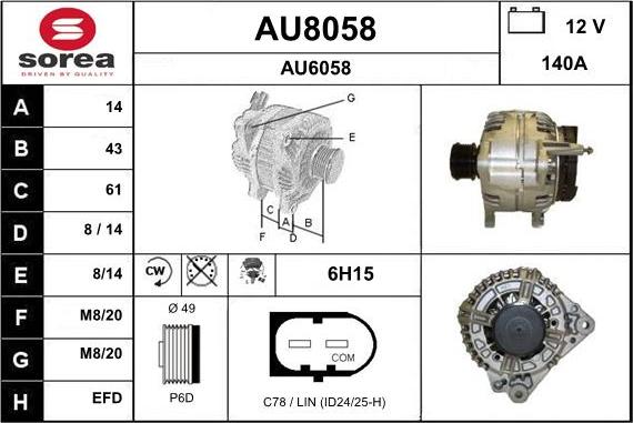 SNRA AU8058 - Ģenerators autodraugiem.lv
