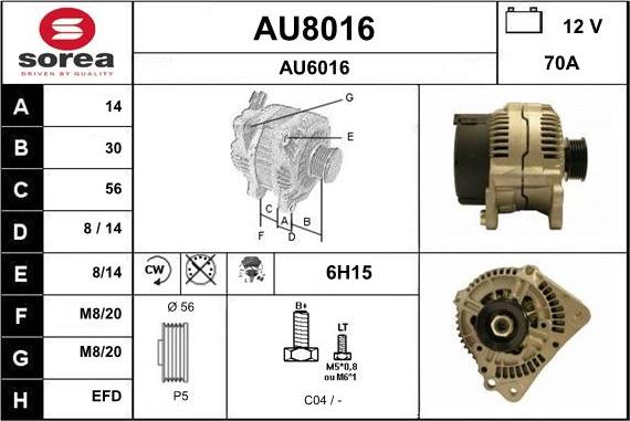 SNRA AU8016 - Ģenerators autodraugiem.lv