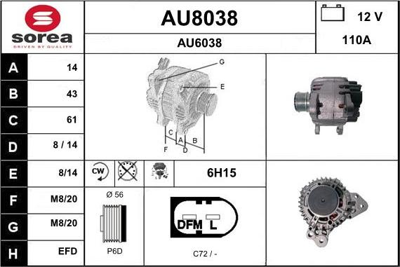 SNRA AU8038 - Ģenerators autodraugiem.lv