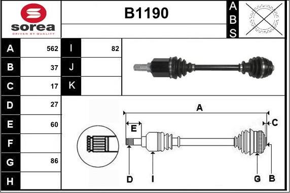 SNRA B1190 - Piedziņas vārpsta autodraugiem.lv