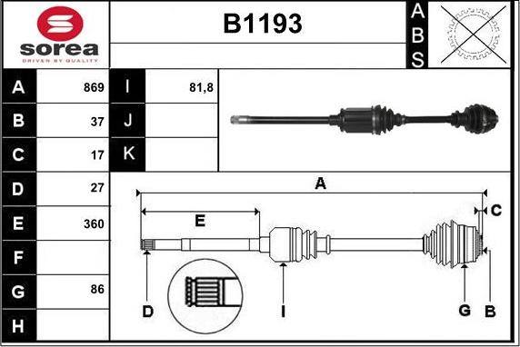 SNRA B1193 - Piedziņas vārpsta autodraugiem.lv