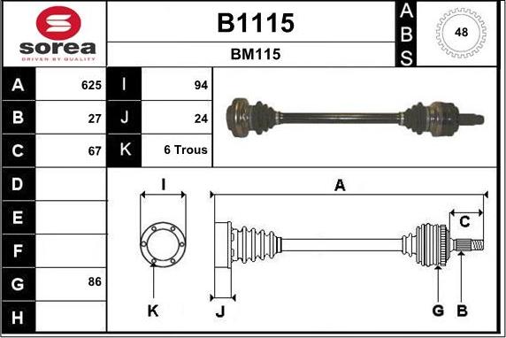 SNRA B1115 - Piedziņas vārpsta autodraugiem.lv