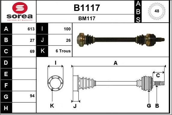 SNRA B1117 - Piedziņas vārpsta autodraugiem.lv