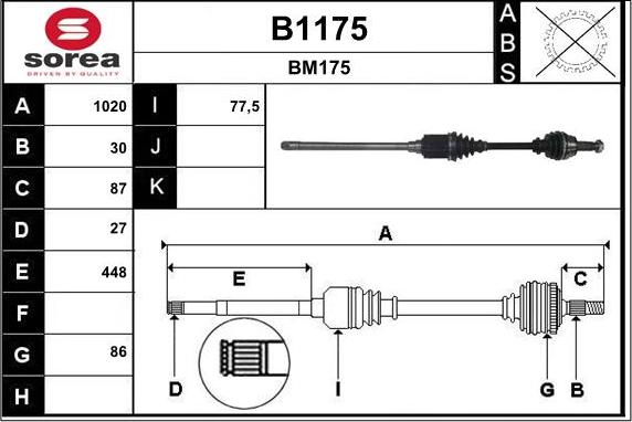 SNRA B1175 - Piedziņas vārpsta autodraugiem.lv