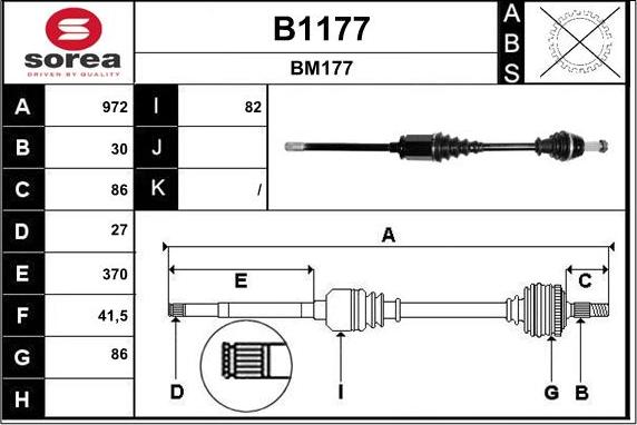 SNRA B1177 - Piedziņas vārpsta autodraugiem.lv