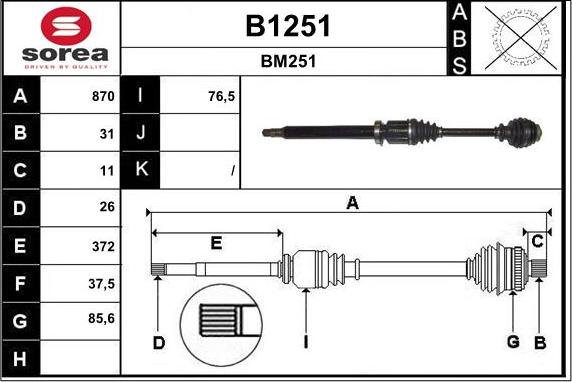 SNRA B1251 - Piedziņas vārpsta autodraugiem.lv