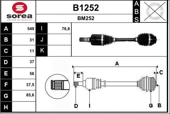 SNRA B1252 - Piedziņas vārpsta autodraugiem.lv