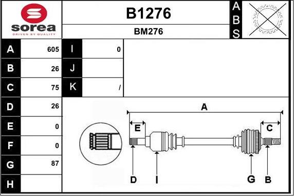 SNRA B1276 - Piedziņas vārpsta autodraugiem.lv