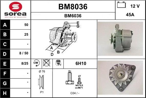 SNRA BM8036 - Ģenerators autodraugiem.lv