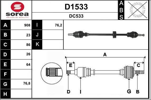 SNRA D1533 - Piedziņas vārpsta autodraugiem.lv