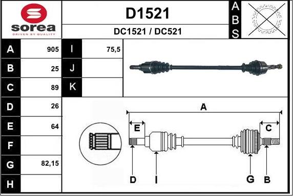 SNRA D1521 - Piedziņas vārpsta autodraugiem.lv