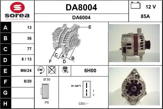 SNRA DA8004 - Ģenerators autodraugiem.lv