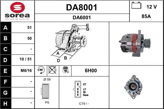 SNRA DA8001 - Ģenerators autodraugiem.lv