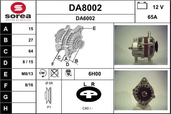 SNRA DA8002 - Ģenerators autodraugiem.lv