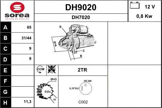 SNRA DH9020 - Starteris autodraugiem.lv